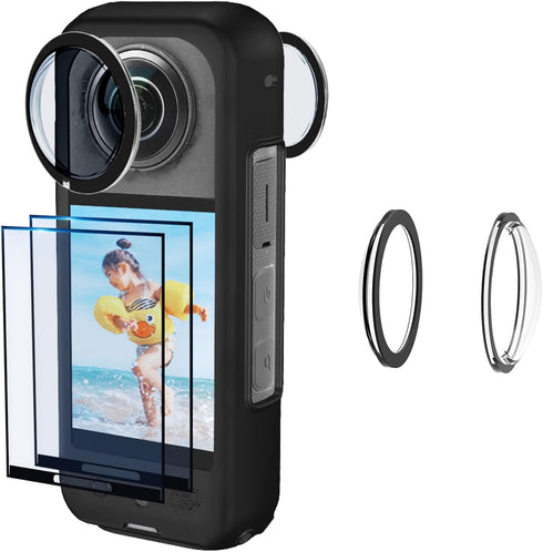 JZW-Shop for Insta 360 X3 Lens Guards with Screen Protector, Tempered Glass Screen Protector for Insta 360 X3 Accessories 9H Hardness Anti-Scratch...