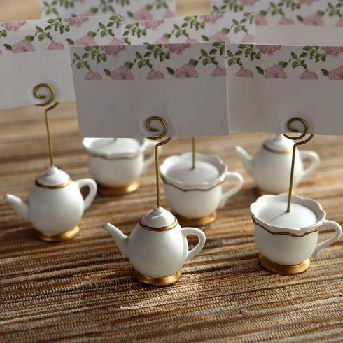 Kate Aspen, Place Card Holders, Tea Time Whimsy, Teapot and Teacup, Place Cards Included, Set of 6,Pink...