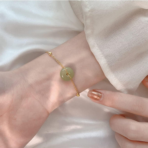 3 PCS Jade Jewelry Set for Women, Green Jade Beads Pendant Necklace, Green Donuts Drop Earrings, Ring Charm Bracelet, Gift for Mom, Wife, Sister...