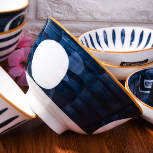 Japanese Rice Bowl Set of 4 Ceramic Sushi Bowls for Soup Oats...
