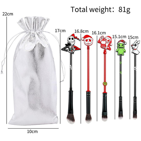 CORPSE BRIDE Makeup Brushes, 5pcs Halloween Jack Anime Makeup Brush Set (red and green)...