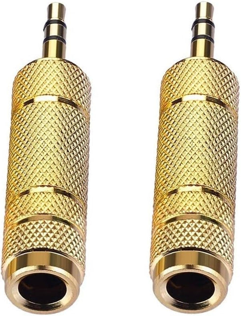 Nightwolf ® 2 Pcs Gold Plated 3.5mm 1/8 Inch Socket to 6.35mm 1/4 inch Male to Female Stereo Audio Jack Headphone Adaptor......