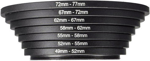 7Pcs Filter Ring Adapter Set, Aluminum Camera Lens Filter Ring Adapter Kit, Camera Professional Mini Step Up, Camera Accessories(49-52mm 52-55mm 5...