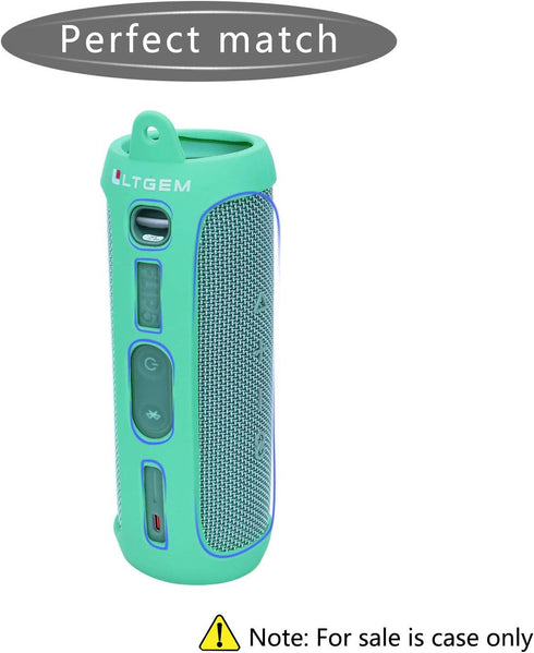LTGEM Silicone Carrying Travel Case for JBL FLIP 5 Waterproof Portable Speaker with Extra Carabiner - Teal...