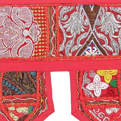 Eyes of India Window Door Valance Toran Patchwork Wall Hanging Bohemian Accent Indian Boho Chic Decorative Handmade Bedroom Living Room (Red, 14" ...