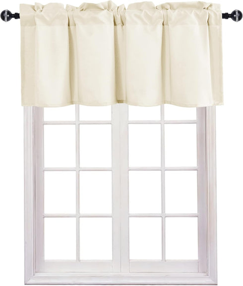 JIUZHEN Valance Curtains for Kitchen Window Valances for Living Room/Basement Window Curtains Bathroom Thermal Insulated Short Rod Pocket Curtain ...