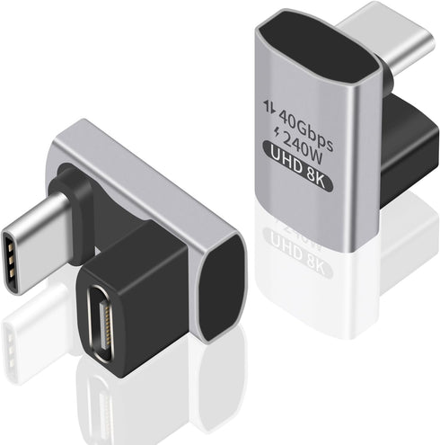 Duttek 240W USB C 180 Degree Adapter, 180 USB C Adapter Extender Adapte, U Shape Type C Male to Female 40Gbps Connector for Thunderbolt, Switch, L...