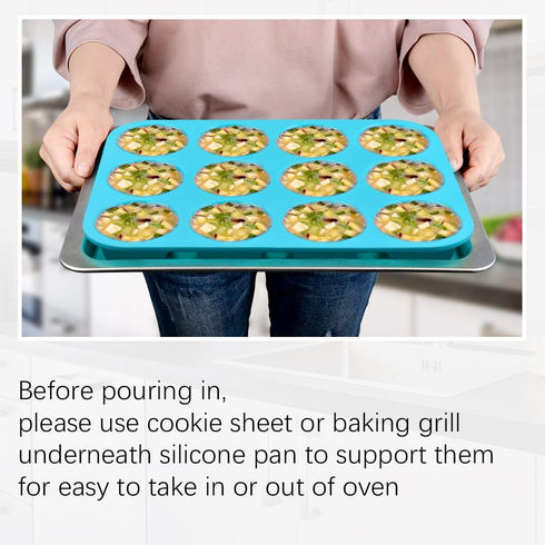 CAKETIME Silicone Muffin Pan Cupcake Pan Set - Mini 24 Cups and Regular 12 Cups Muffin Tin, Nonstick Food Grade Molds with 12 Baking Cups...