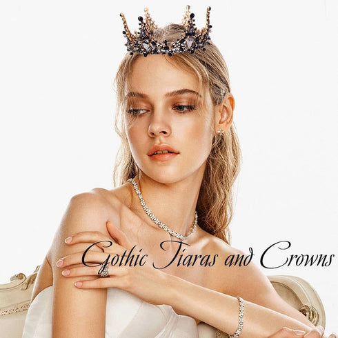 Aiosy Halloween Black Crown Rhinestone Tiara and Crowns Crystal Queen Tiara Gothic Hair Accessories Wedding Crowns Costume Baroque Crown for Women...