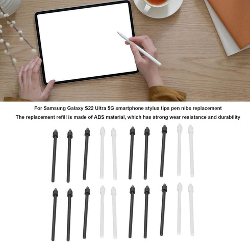 Yoidesu 20 Pcs Replacement Tips Pen Nibs, Touch Replacement Tips/Nibs for Galaxy S22 Ultra 5G Smartphone, 4 Sets of 20 Replacement Refills(Black a...