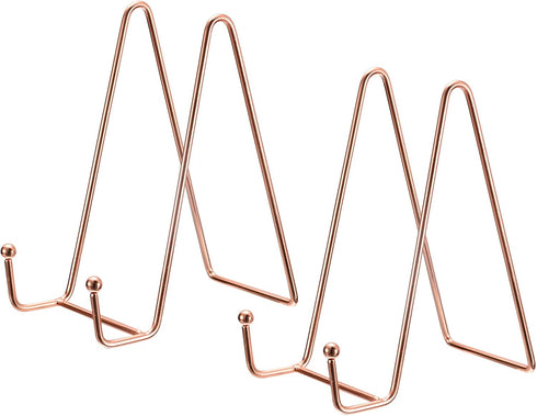 uxcell Plate Stand for Display, 2Pcs 6 Inch Iron Easel Plate Holder Display Stands Metal Decorative Plates for Picture Photo Book, Rose Gold...