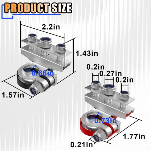 2PCS Battery Terminal Connectors with 3 Way -12V Automotive Top Post Battery Wire Cable Terminals Clamp Connectors Kit, Universal Positive and Neg...