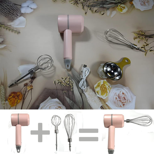Hand Mixer, Portable Electric Cordless Handheld Mixer, 3-speed Usb Rechargeable withTwin Mixer Whips and Egg Separator for Whipping or Mixing Eggs...