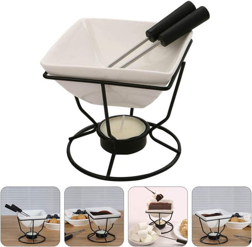 YARNOW 1 Set of Ceramic Butter Warmer Fondue Pot with Tealight Candle Chocolate Melt Pot Butter Cheese Melt Hot Pot for Cheese Chocolate...