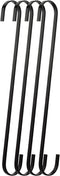4-Pack 12 Inch Black Chrome Finish Steel Hanging Flat Hooks - S Shaped Hook Heavy-Duty S Hooks, for Kitchenware, Pots, Utensils, Plants, Towels, G...