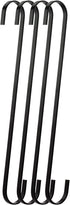 4-Pack 12 Inch Black Chrome Finish Steel Hanging Flat Hooks - S Shaped Hook Heavy-Duty S Hooks, for Kitchenware, Pots, Utensils, Plants, Towels, G...