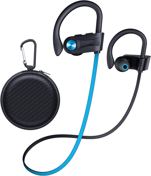 Wireless Headphones Bluetooth 5.3 Headphones with 16 Hours Playtime, Over-Ear Stereo Bass Earphones with Earhooks Headset, Sports Earbuds with Sto...