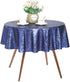JYFLZQ Navy Blue Sequin Tablecloth - 50" Small Round Sparkly Glitter Metallic Table Cloths Table Cover Overly for Graduation, Retirement, Birthday...