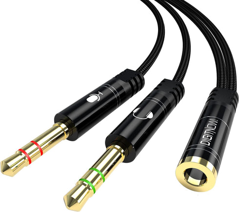DigitConver Headphone Splitter Cable for Computer,3.5mm Female to 2 Dual Male Headphone Microphone Y Splitter Cable Mic Audio Stereo Jack Earphone...