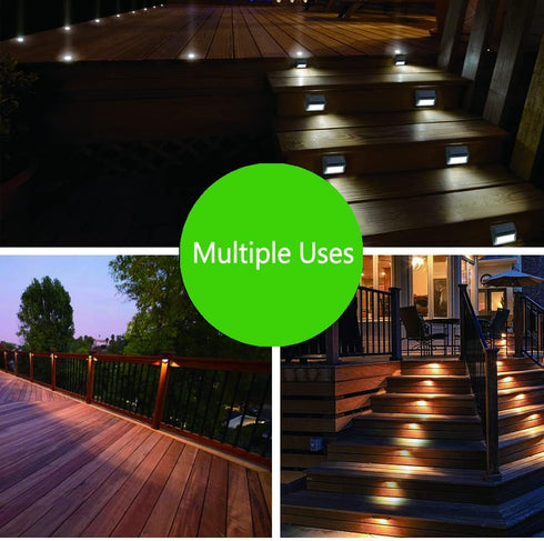 Solar Lights Outdoor, Waterproof Solar Powered Deck Step Lights for Patio Garden Backyard Garage Driveway Pathway Outside Wall Lighting (Warm Whit...