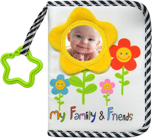 ABCKEY My Family And Friends Baby Photo Album With Sunflower Baby-safe mirror Holds 18 Photos Colourful...