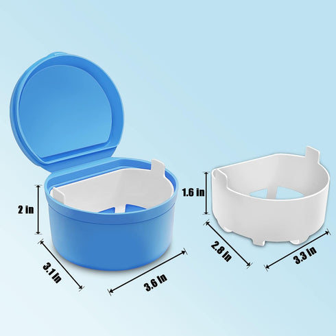 Colorful Denture Bath, Denture Case With Strainer For Soaking Dentures, Retainers, Mouth Guard & Night Guard, Large Denture Cup For a Set Of Full ...