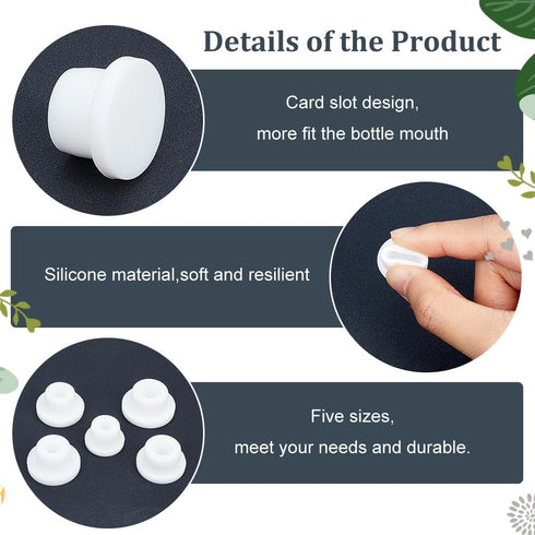 GORGECRAFT 20PCS 5 Sizes White Rubber Bottle Stopper Bottle Seal Plug Reusable Replacement Silicone Salt and Pepper Shaker Stopper Plug Cylinder P...