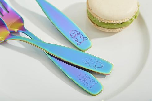 ANNOVA Kids Silverware Children's Safe Flatware Set Stainless Steel - Children Forks And Dinner Spoons, Toddler Utensils, Metal Cutlery Set for Lu...