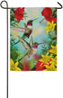 Hummingbird Garden Flag Banner 12.5"x18", Red flowering hibiscus and yellow lilies Decorative Flag for Wedding Anniversary Home Outdoor Garden Dec...