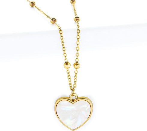 Gold Plated Opal Pendant, Heart Opal Necklace for Women with Gift Box | Adjustable Chain, Minimalist, Tiny Dainty Heart Choker Necklaces, Gold Pla...