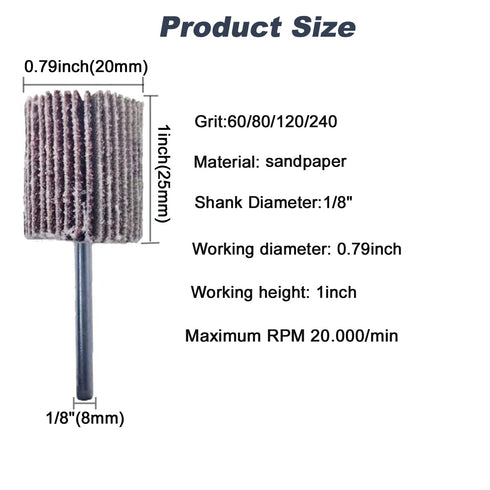 40 Pcs 1/8” Shank Flap Wheels Set, 10pcs of Each 60/80/120/240 Grits Abrasive Sandpaper Flap Sanding Wheel Grinding Head Rotary Tool for Grinding ...