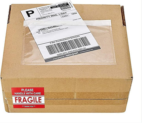 7.5 inch X 5.5 inch Clear Self-adhesive Top Loading Packing List Pouches, Shipping Label Envelopes, Mailing Pouches For Shipping Clear, 50pcs, Whi...