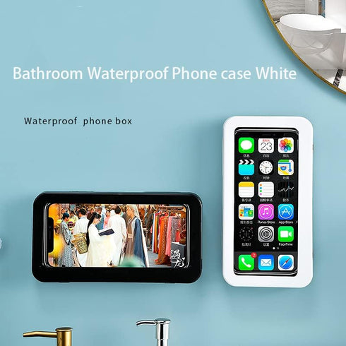 Bathroom Waterproof Phone case Shower Phone Holder, Phone Box Waterproof Universal Shower Phone Case Phone Stand Wall Mount Bathroom Glass Mirror ...