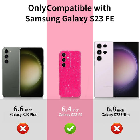 Compatible with for Samsung Galaxy S23 FE Case,Cute Neon Bright Color,Glitter Bling Thin Slim Shockproof Silicone Sparkly Case, Soft TPU Phone Cas...