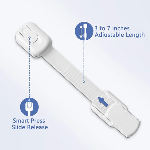 DILSIAI Baby Locks (8-pack) Child Safety Strap Locks for Safe Quick Cabinets and Drawers, Toilet, Fridge & More. 3M Adhesive Pads. Easy Installati...
