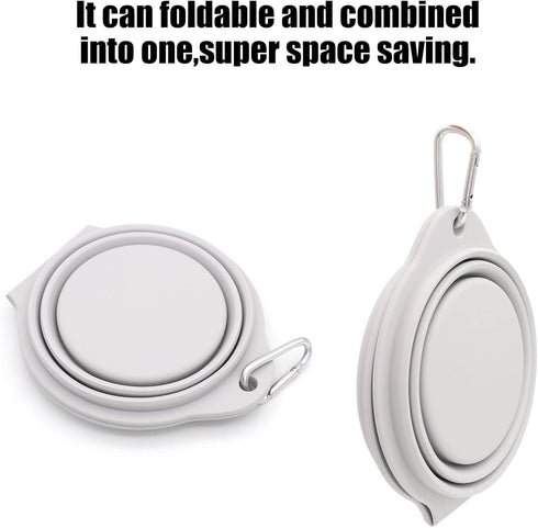 SLSON Collapsible Dog Bowls,Integrated Molding Dog Double Bowl No Plastic Rim 2 in 1 Foldable Pet Food & Water Bowl Cat Feeder Dish for Walking,Hi...