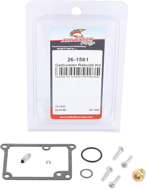 All Balls Racing 26-1561 Carburetor Kit, Complete Compatible with/Replacement For KTM 65 SX 1998-2006...
