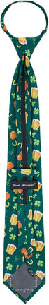 Jacob Alexander Men's Happy Saint Patrick's Day Lucky Drink Clover Hat Gold Pot Horseshoe Pre-Tied Zipper Neck Tie Green...