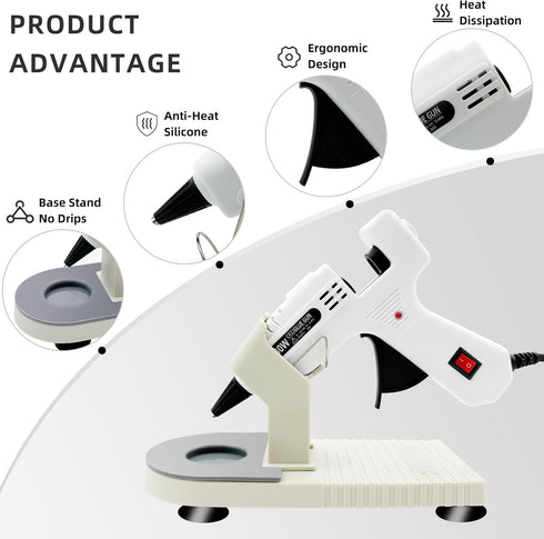 Hot Glue Gun Kit, Mini Hot Melt Glue Gun for Crafts with 30 Colorful Glue Sticks, Craft Glue Guns with Suction Cups Stand including Silicone Mat f...