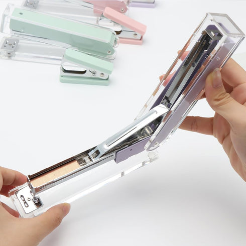 Purple Stapler Staples Remover Clear Acrylic Desk Stapler Manual Stapling tool Cute Staple Remover Kit for Home School Office Desktop Accessories ...