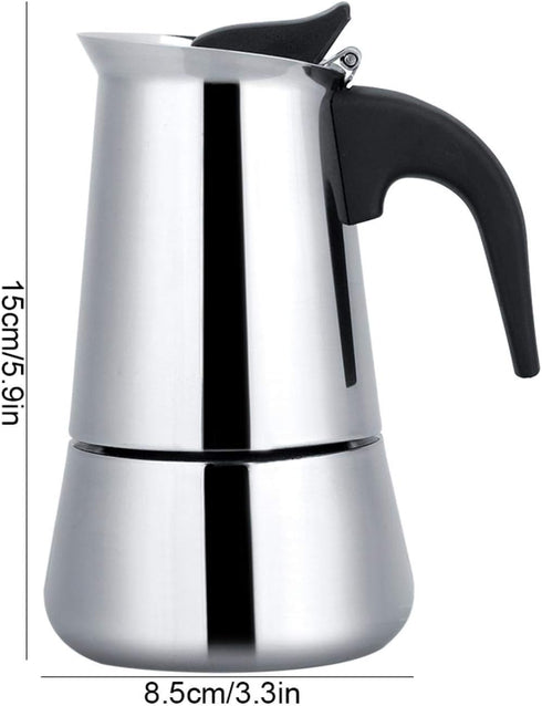 Stainless Steel Coffee Maker, Moka Pot Espresso Coffee Maker Stovetop Espresso Maker Portable Electric Heating Espresso Coffee Maker for Home Offi...