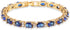 GULICX Gold Plated Tennis Bracelet Sparkling Sapphire Color Blue Cubic Zirconia...