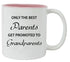 Only the Best Parents Get Promoted to Grandparents 11-Ounce White Sublimation Ceramic Coffee Mugs, Black/Pink...