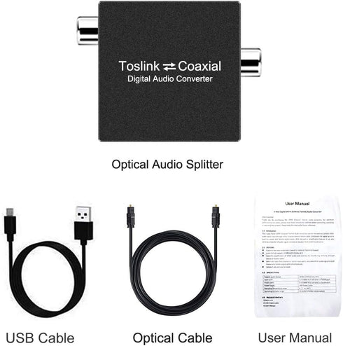 Bi-Directional Coax Digital Audio Adapter - Coax to Optical or Optical to Coaxial Converter...
