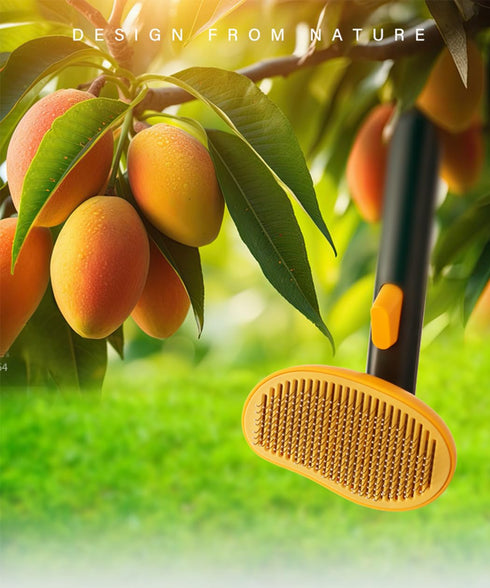 Dog & Cat Brush, Cute Mango Self Cleaning Cat Brush for Shedding and Deshedding, Deep Cleaning Pet Brushes Pumpkin for Dogs Cats Puppy Rabbits Bun...