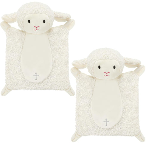 Panelee 2 Pcs Baptism Gifts Baby Blessings Lamb Security Blanket for First Communion, Christening, Baby Baptism Gifts Baby Showers...