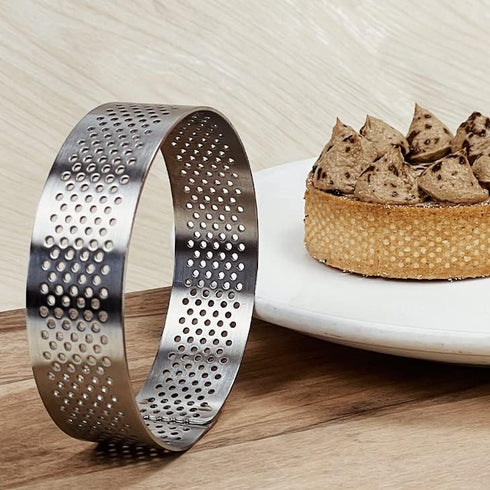 4 Pieces Perforated Tart Ring, 8cm High Grade Stainless Steel Heat-Resistant Cake Dessert Ring, 3.15 inch Pastry Mold Round...