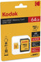 KODAK 64GB UHS-I U3 V30 A1 Extra Performance microSD with Adapter - Read Speed 95MB/s Max - Write Speed 85MB/s - Additional Storage Multimedia Dev...
