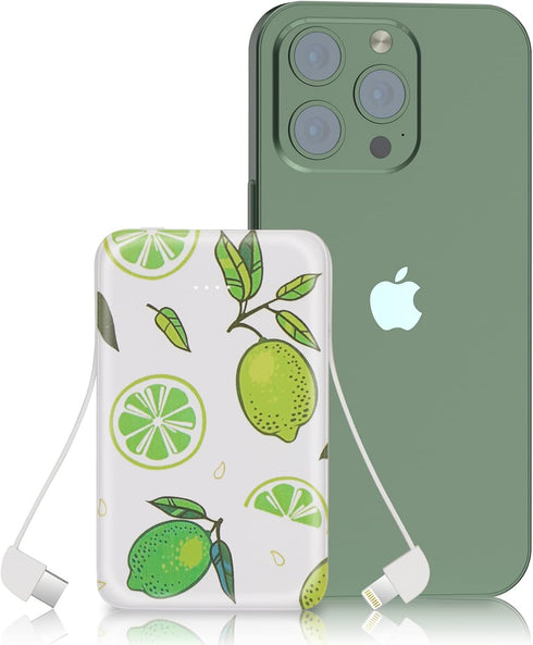 Portable Charger 5000mAh Cute Ultra Slim USB C Power Bank for Girls Mini Fast Charging Small Battery Pack with Built in Cables for iPhone iPad Sam...
