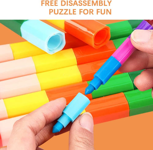 30 Pcs Stackable Crayons, Stacking Crayons Bulk, Rainbow Party Favors Mini Crayon Packs, Kids Colorful Buildable Crayon for Children Toddlers Draw...